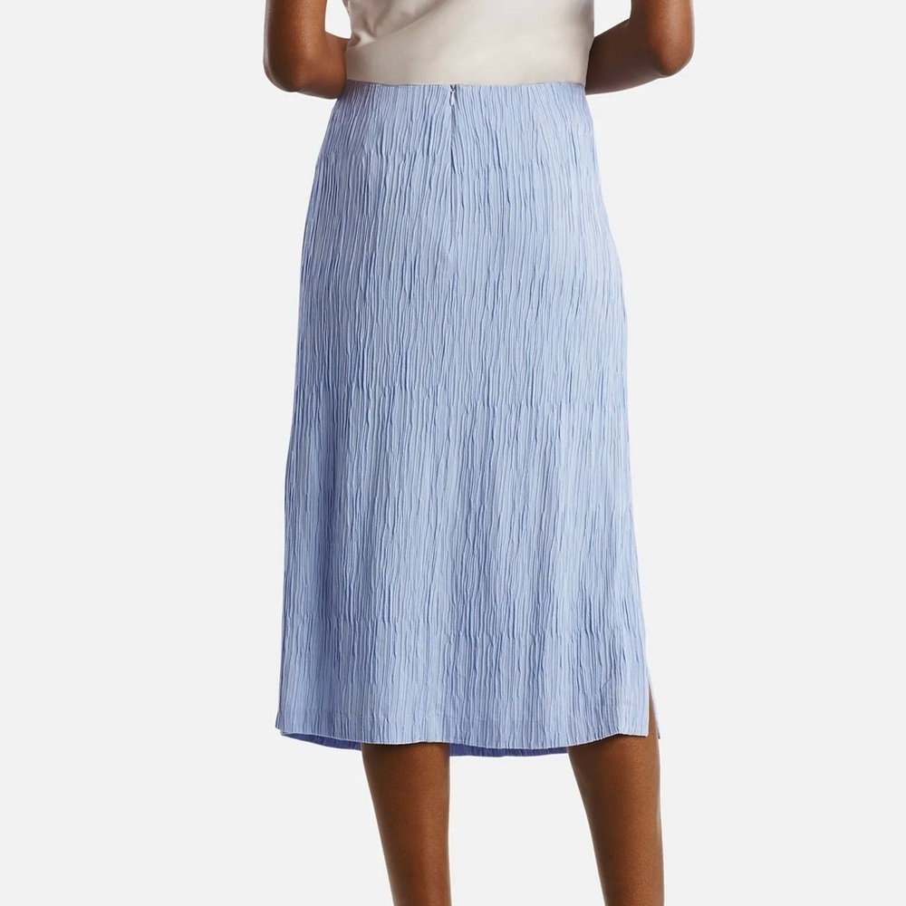 MM Lafleur NWT Light Periwinkle Blue Pleated Midi Skirt Size 10 - Picture 11 of 11